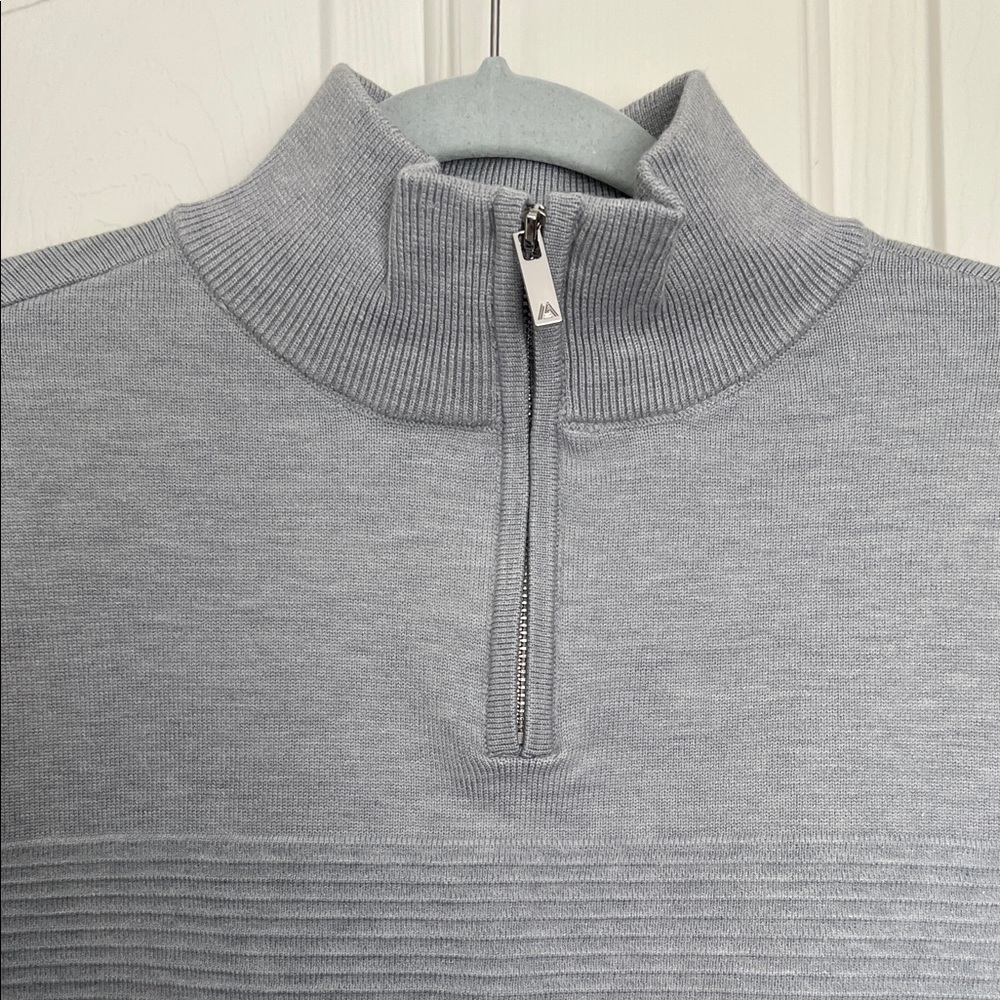 Men's Light Gray Zip-Up Sweater by - Picture 6 of 8